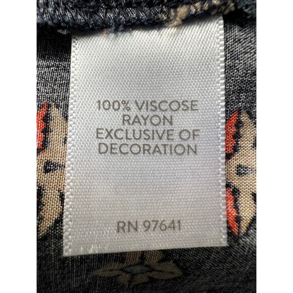 J. JILL WOMENS TOP PLUS SIZE 2X V-NECK POPOVER GEO PRINTED BOHO BLOUSE NAVY - Picture 9 of 11